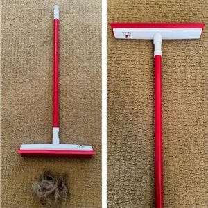 Red and White Rubber Broom